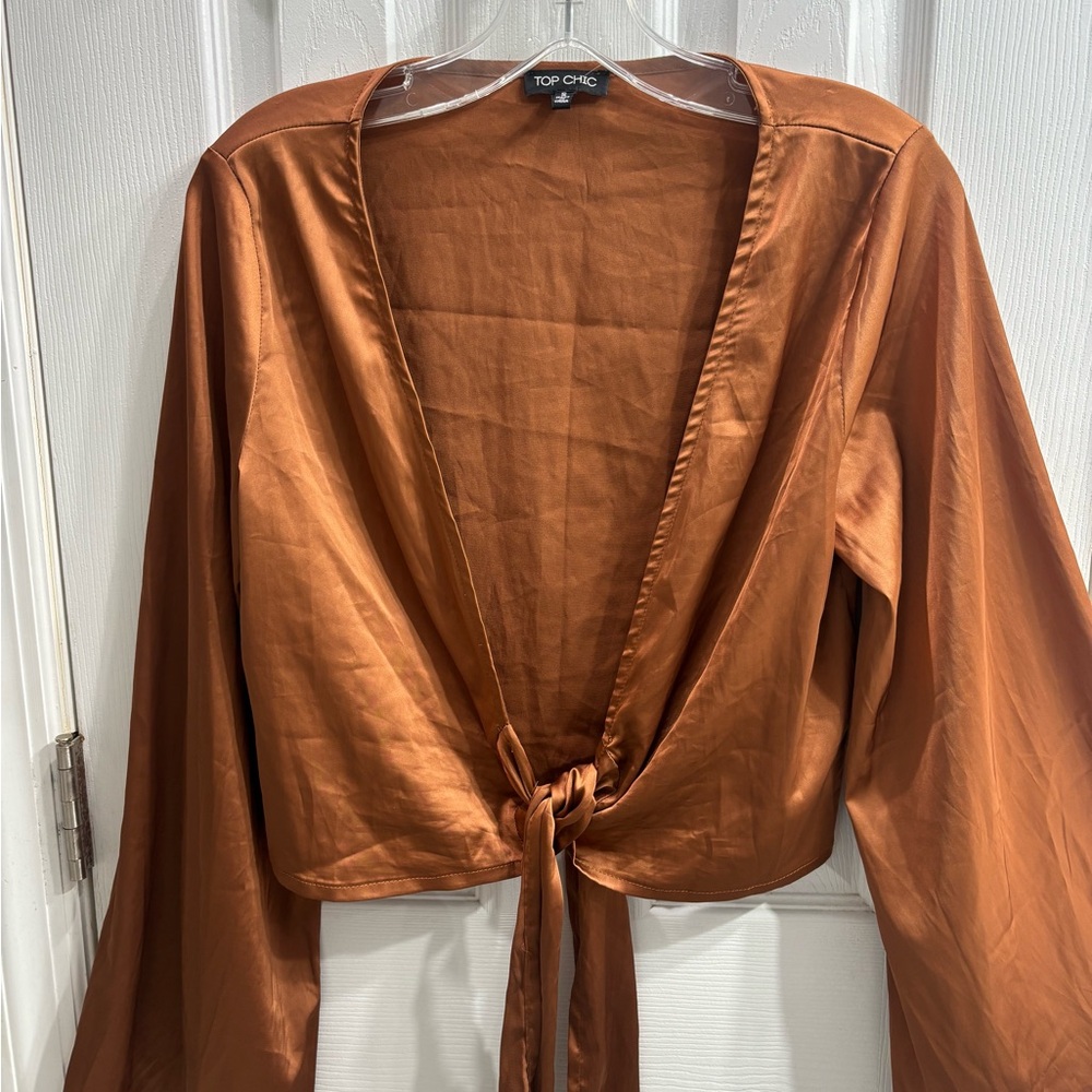 Top Chic Rust Tie-Front Blouse